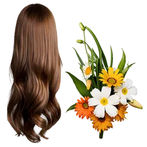 Brown Hair With Flowers Png Yak PNG image