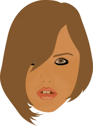 Brown Haired Female Vector Portrait PNG image