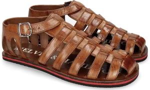 Brown Leather Fisherman Sandals PNG