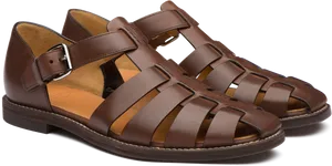 Brown Leather Sandals Product Showcase PNG image