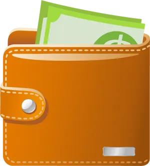 Brown Leather Wallet Cash Vector PNG image