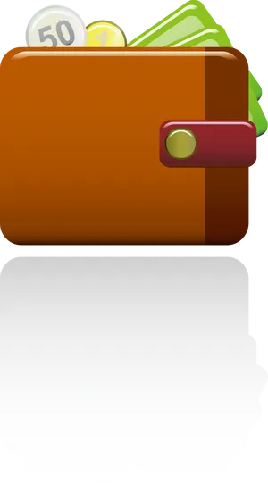 Brown Leather Walletwith Cashand Coins PNG