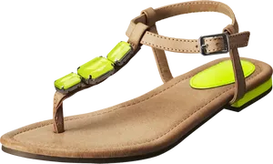 Brownand Neon Green Sandal.png PNG
