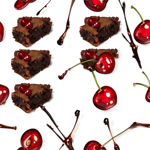 Brownie With Cherries PNG Flr PNG