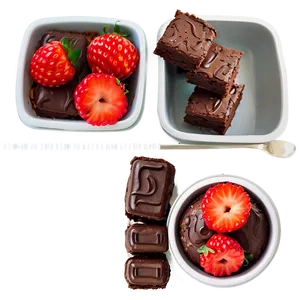 Brownie With Strawberries PNG Bcg PNG