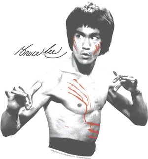 Bruce Lee Iconic Pose PNG image