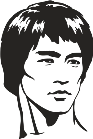 Bruce Lee Iconic Stencil Art PNG image