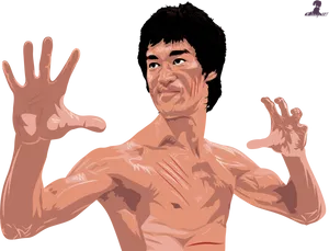 Bruce Lee Martial Arts Stance PNG image