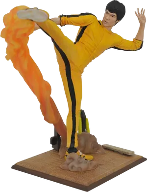 Bruce Lee Yellow Jumpsuit Action Figure PNG image