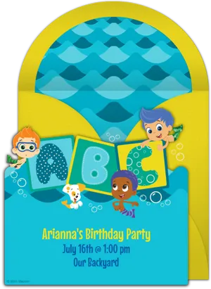 Bubble Guppies Birthday Invitation PNG image