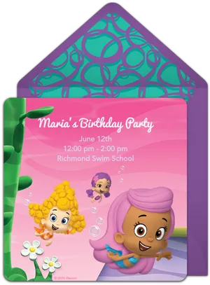 Bubble Guppies Birthday Invitation Template PNG image