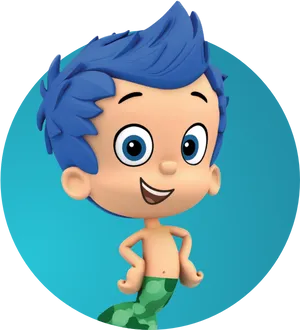 Bubble Guppies Character Gil Smiling PNG image