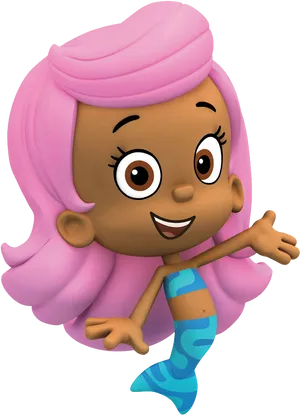 Bubble Guppies Character Pink Hair Mermaid.png PNG image