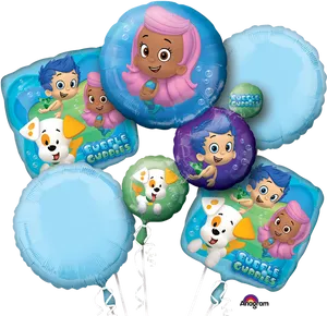 Bubble Guppies Themed Balloons PNG image