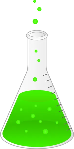 Bubbling Green Liquidin Erlenmeyer Flask PNG image