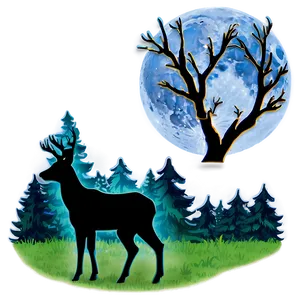 Buck And Moonlit Night PNG 20