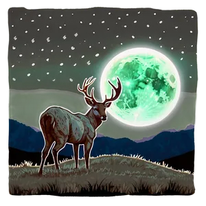 Buck And Moonlit Night PNG Aje74 PNG