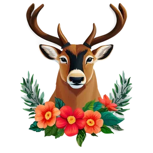 Buck In Floral Frame Png 06252024 PNG image