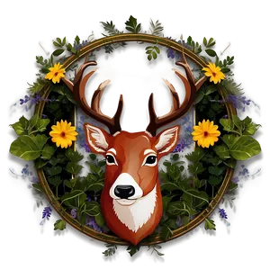 Buck In Floral Frame PNG Aan70 PNG