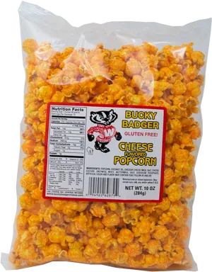 Bucky Badger Cheese Popcorn Bag PNG image