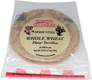 Bucky Badger Whole Wheat Tortillas Package PNG image