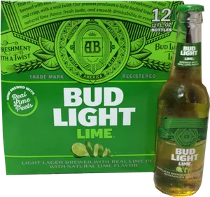 Bud Light Lime Beer Packagingand Bottle PNG image