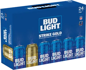 Bud Light Strike Gold24 Pack Promotion PNG image