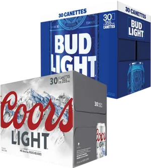 Bud Lightand Coors Light Beer Packs PNG image