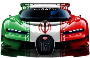 Bugatti Race Car Iranian Flag Design PNG image