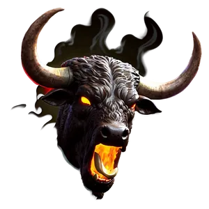 Bull Head In Flames PNG 06132024