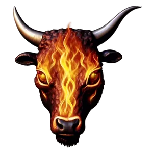 Bull Head In Flames PNG Mbd
