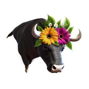 Bull Head With Flowers PNG Kei29 PNG