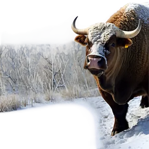 Bull In Snow Scene PNG 05242024 PNG