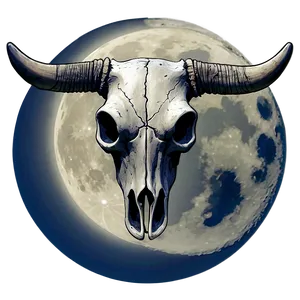 Bull Skull And Full Moon PNG Hjw PNG
