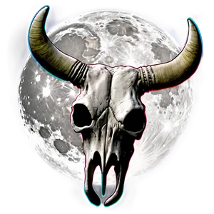 Bull Skull And Full Moon PNG Hok PNG