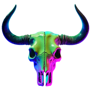 Bull Skull In Neon Colors PNG 06122024