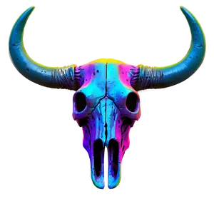 Bull Skull In Neon Colors PNG Tgl PNG