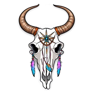 Bull Skull With Dreamcatcher PNG 06122024
