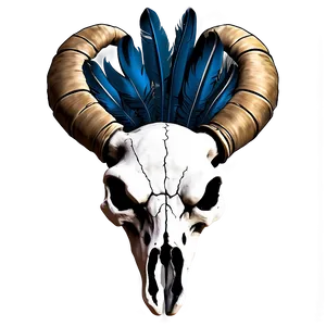 Bull Skull With Eagle Feathers PNG 72 PNG