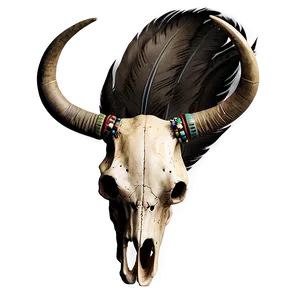 Bull Skull With Eagle Feathers PNG Xsv PNG