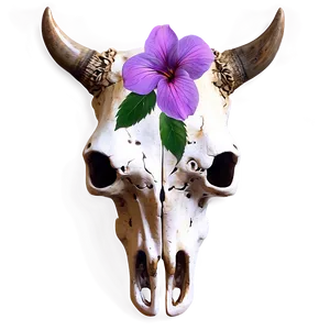 Bull Skull With Flowers PNG 06122024