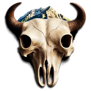 Bull Skull With Mountain Landscape Png 06122024 PNG image