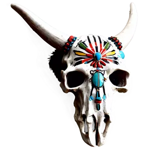 Bull Skull With Native American Headdress PNG Fhc PNG