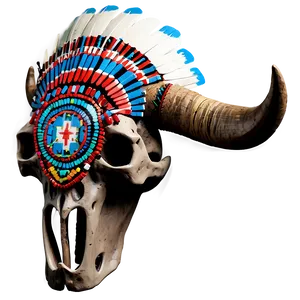 Bull Skull With Native American Headdress Png Tty PNG image