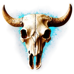 Bull Skull With Splatter Effect PNG 06122024