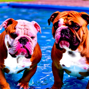 Bulldogs In A Pool Party PNG 06252024 PNG