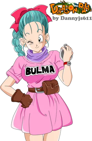 Bulma Classic Pink Dress Dragon Ball PNG image