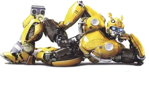 Bumblebee Robot Recliningwith Boombox PNG image