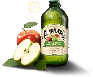 Bundaberg Apple Cider Bottleand Apple PNG image