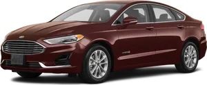Burgundy Ford Fusion Hybrid Side View PNG image